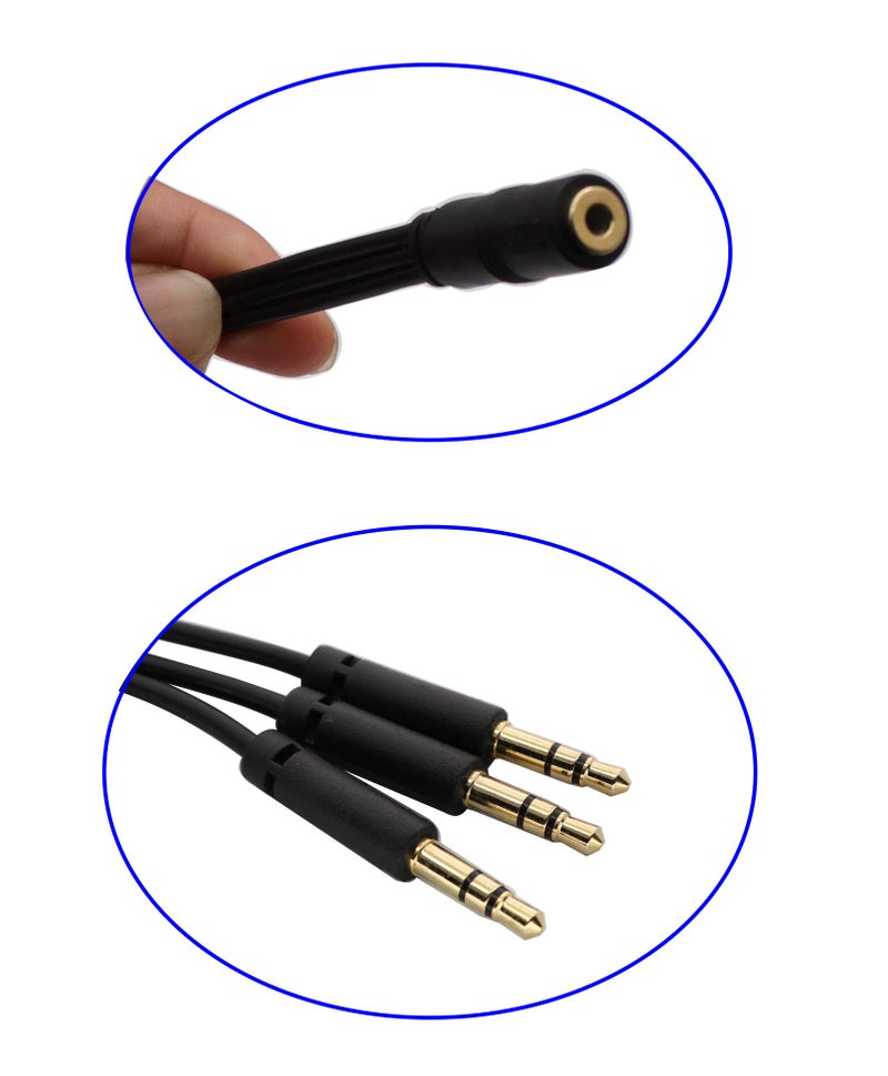 zdyCGTime 3.5mm Audio Y Splitter Headphone Cable, 3.5mm 1/8" inch Female to 3 Male Headset Mic & Stereo Audio Y Splitter Cable for Smartphone to Soundbox Adapter(30 CM/12 inch) (4-Pole) - Image 4